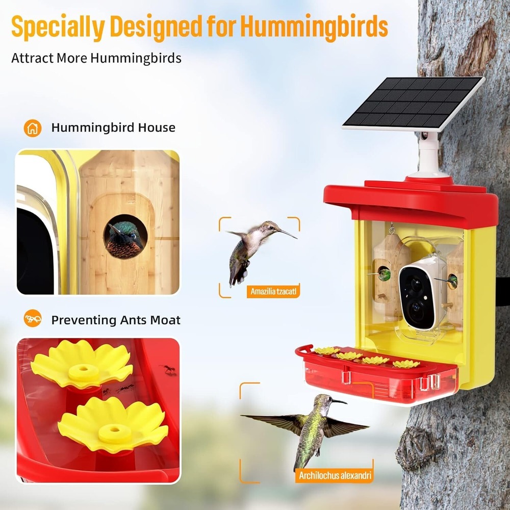 Bilantan HummerHi Smart Hummingbird Feeder Camera Solar WiFi AI Recognition - Picture 2 of 3